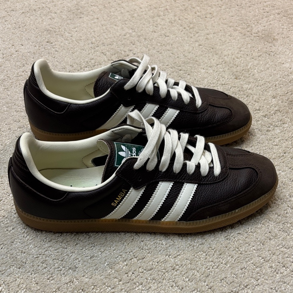 adidas Samba Men's Brown and White Leather Sneakers - Picture 5 of 5